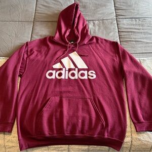 Adidas Men's Maroon Hoodie Sweater